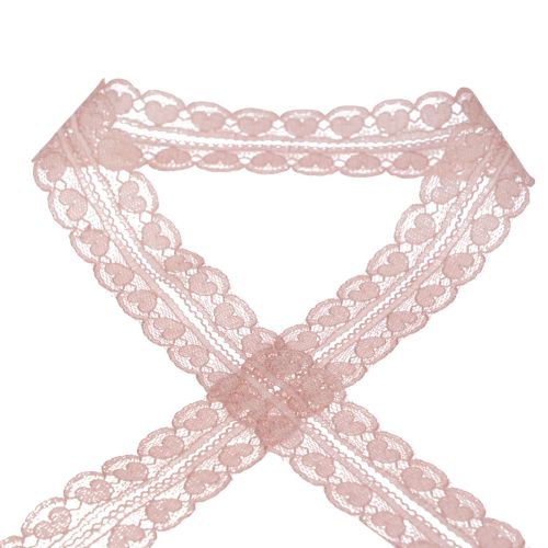 Prodotto Nastro di pizzo cuori nastro decorativo pizzo rosa antico 25mm 15m