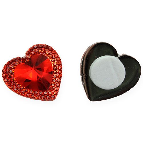 Floristik24 Cuori da incollare su diamante rosso 2 cm 48 pz