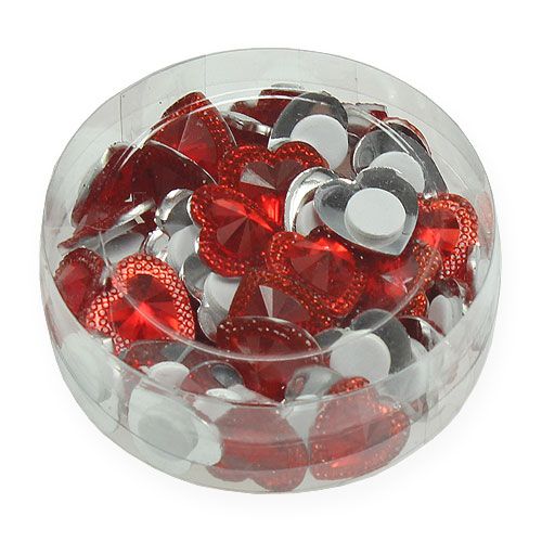 Floristik24 Cuori da incollare su diamante rosso 2 cm 48 pz