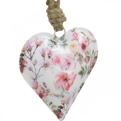 Floristik24 Cuore con motivo floreale, festa della mamma, ciondolo in metallo H9cm 3pz