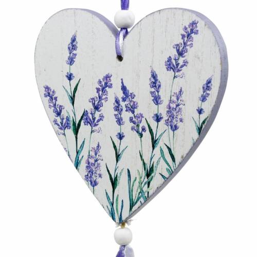 Floristik24 Cuore con motivo lavanda da appendere, matrimonio, decorazione estiva mediterranea, San Valentino, cuore lavanda 4 pezzi