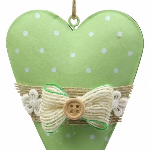 Floristik24 Appendiabiti a cuore in metallo verde lime, bianco assortito H11cm 4pz