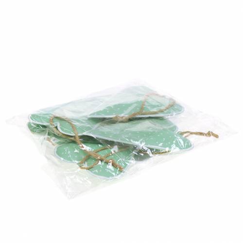 Floristik24 Appendiabiti a cuore in metallo verde, puntinato bianco H11cm 6pz