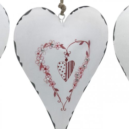 Floristik24 Cuori decorativi da appendere in metallo Cuore in metallo bianco 12×16cm 3pz