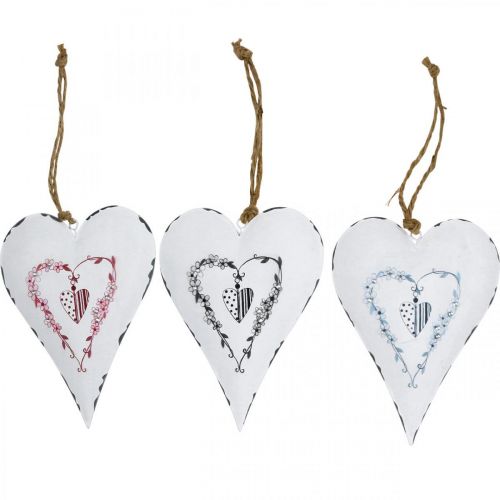 Floristik24 Cuori decorativi da appendere in metallo Cuore in metallo bianco 12×16cm 3pz