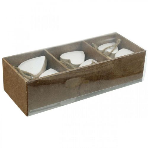 Floristik24 Cuori in legno, decorazione da appendere, San Valentino naturale, bianco H5,5 cm 18 pz
