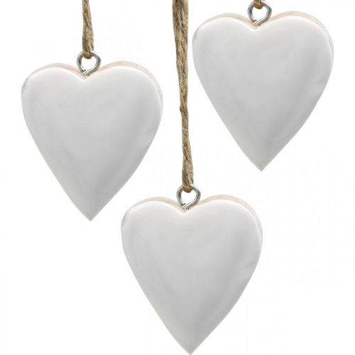Floristik24 Cuori in legno, decorazione da appendere, San Valentino naturale, bianco H5,5 cm 18 pz