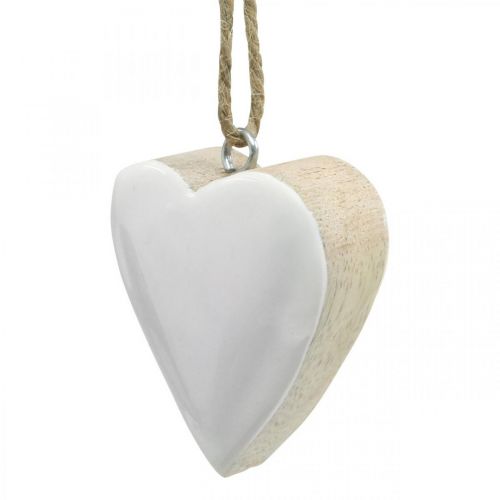 Floristik24 Cuori in legno, decorazione da appendere, San Valentino naturale, bianco H5,5 cm 18 pz