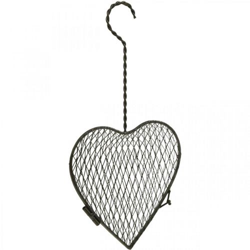 Cuore in metallo, cuore in filo, cuore a cesto Marrone H16.5cm L31cm