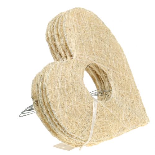 Floristik24 Polsino cuore in sisal sbiancato 25 cm 6 pezzi