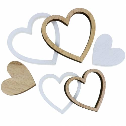 Floristik24 Spolverare decorazione cuore naturale / bianco 24pz