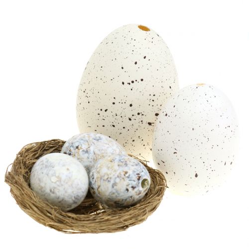 Floristik24 Assortimento di uova d&#39;oca, pollo e quaglia 3,5 cm – 8 cm 12 pezzi