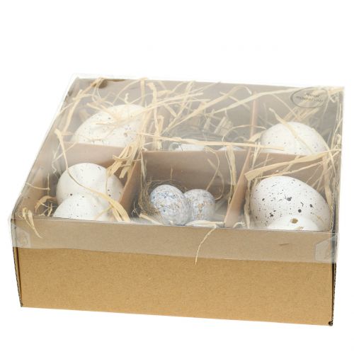 Floristik24 Assortimento di uova d&#39;oca, pollo e quaglia 3,5 cm – 8 cm 12 pezzi