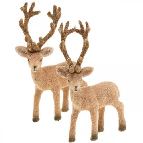 Deco decorazione cervo figura deco renna floccata H17cm 6 pezzi