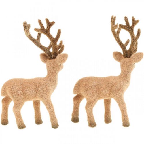 Prodotto Figura decorativa di cervo decorativo renna decorativa floccata H17cm 6 pz
