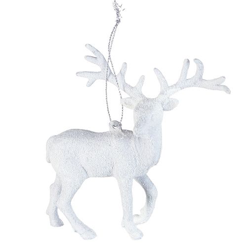Prodotto Decorazione cervo in pendente natalizio bianco H13,5 cm 3 pezzi