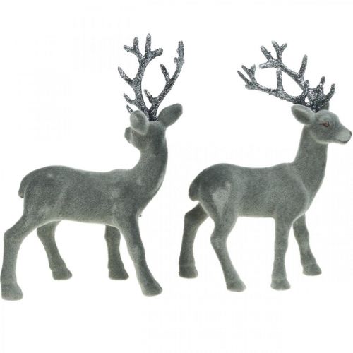 Floristik24 Figura decorativa cervo decorativo renna decorativa antracite H20cm 2 pezzi