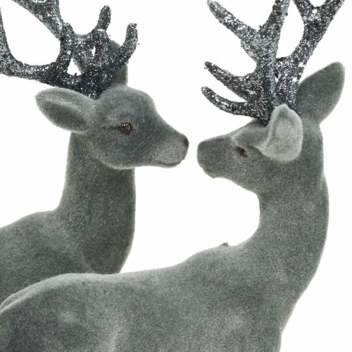 Floristik24 Figura decorativa cervo decorativo renna decorativa antracite H20cm 2 pezzi