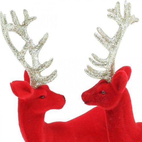 Floristik24 Decorazione cervo decorativo figura deco renna rossa H20cm 2 pezzi