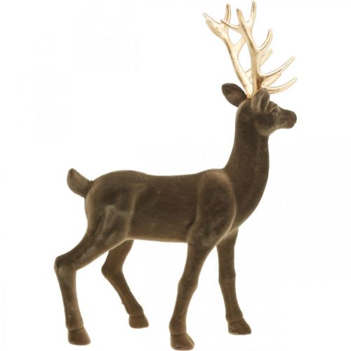 Prodotto Decorativo cervo figura decorativa renna decorativa floccata marrone H46cm