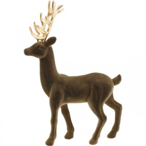 Floristik24 Deco decorazione cervo figura deco renna floccata marrone H37cm