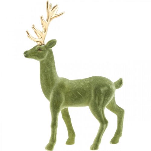 Floristik24 Decorativo cervo figura decorativa renna decorativa floccata verde H37cm