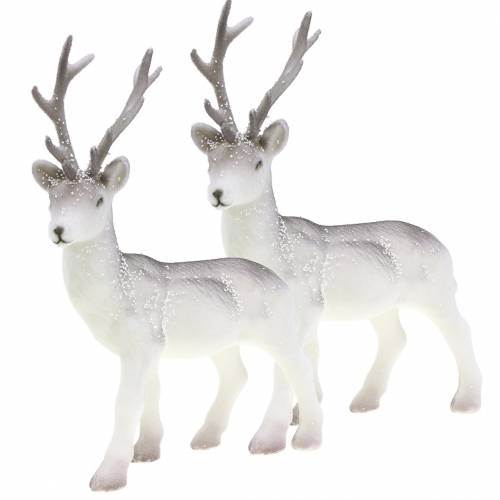 Floristik24 Cervo decorativo floccato/nevicato 27,5 cm 2 pz