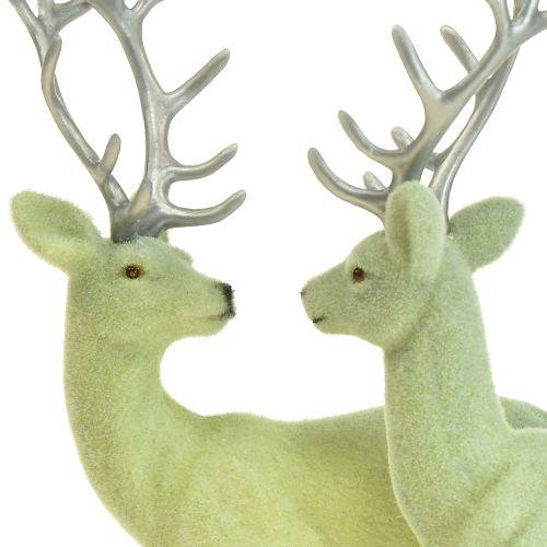 Prodotto Cervo Deco Renna Verde Grigio Vitello Floccato 20 cm Set di 2