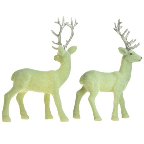 Prodotto Cervo renna decorativa verde grigio vitello floccato 20 cm set di 2
