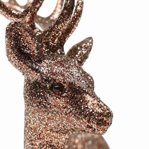 Floristik24 Cervo decorativo glitter rame 14 cm 4 pezzi