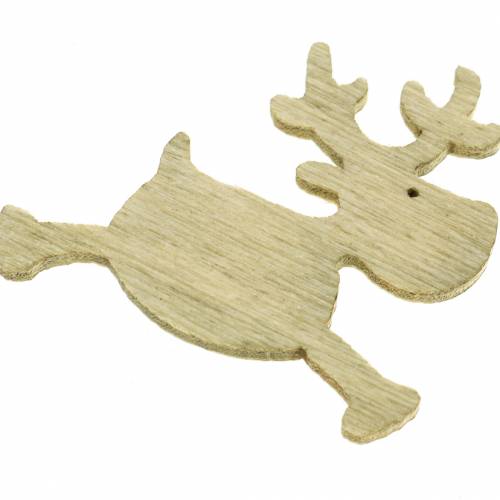 Prodotto Decorazione da controllare cervo in legno, bianco, marrone, natura 4cm 72 pezzi