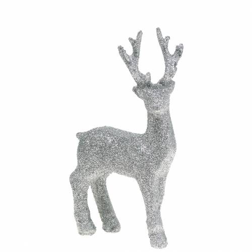 Floristik24 Figura da decorare cervo glitter argento 9cm x 16cm