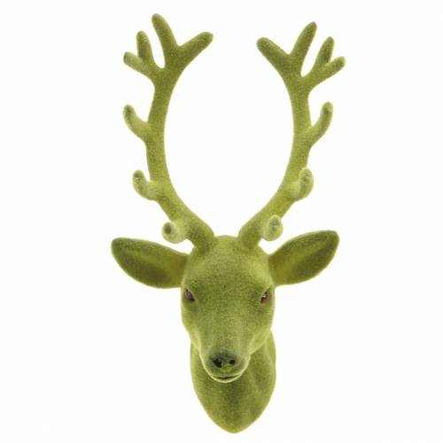 Prodotto Testa di cervo decorativa floccata verde muschio 10 cm x 20 cm 3 pz