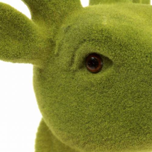 Prodotto Testa di cervo decorativa floccata verde muschio 30 cm x 23 cm