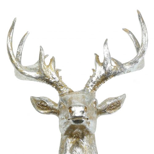 Floristik24 Testa di cervo per decorazione murale oro, argento 22 cm x 32 cm