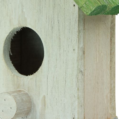 Prodotto Decorazione da appendere casetta per uccelli in legno verde bianco 14,5×7,5×17,5 cm