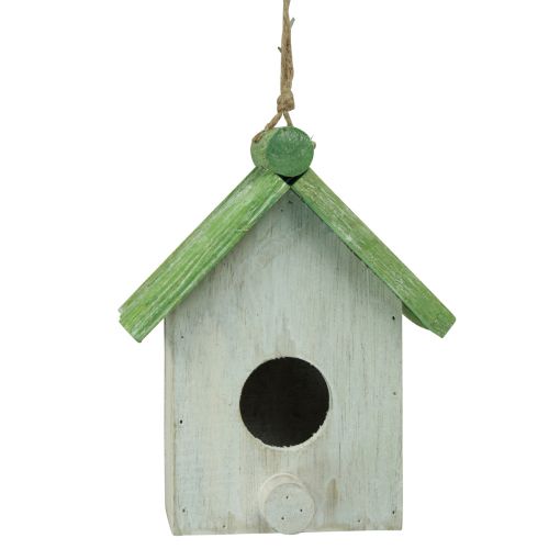 Prodotto Decorazione da appendere casetta per uccelli in legno verde bianco 14,5×7,5×17,5 cm