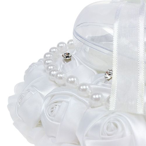 Floristik24 Cuscino per fedi nuziali con porta anelli bianco 17 cm x 15 cm