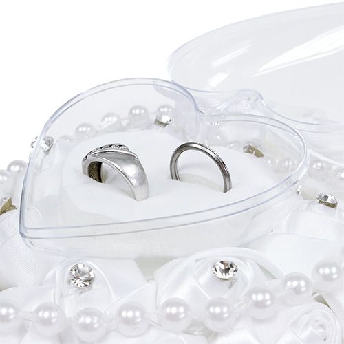 Floristik24 Cuscino per fedi nuziali con porta anelli bianco 17 cm x 15 cm