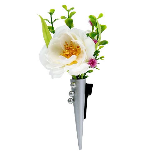 Spilla nuziale con calamita, argento opaco 7cm
