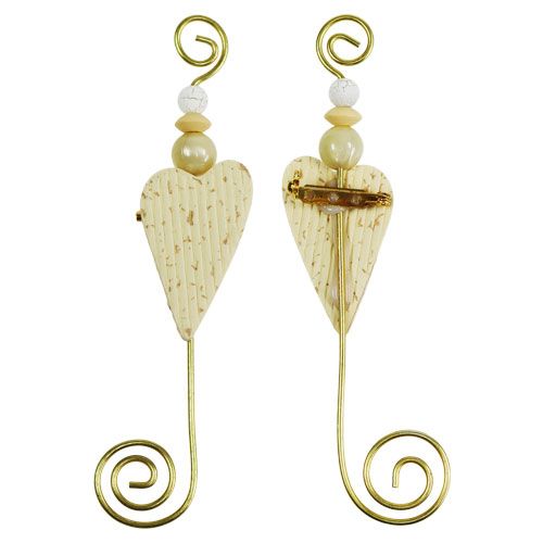 Floristik24 Spilla nuziale con cuore crema 12 cm 16 pz