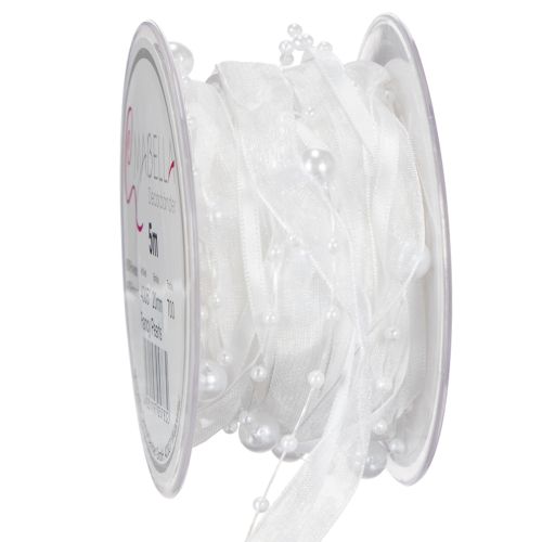 Floristik24 Nastro da matrimonio bianco 20 mm 5 m