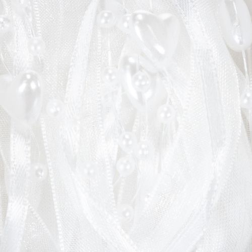 Prodotto Nastro in organza bianco per decorazioni nuziali, 10 mm x 5 m, con cuori e perle