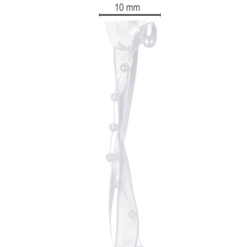 Prodotto Nastro in organza bianco per decorazioni nuziali, 10 mm x 5 m, con cuori e perle