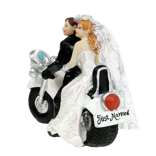 Floristik24 Figura di sposi sposi su moto 9 cm
