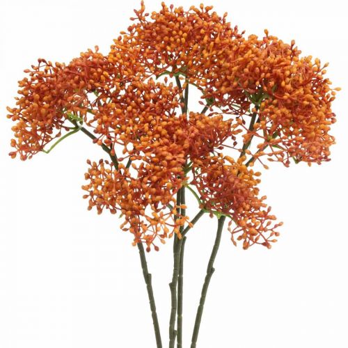 Floristik24 Ramo di fiori artificiali di sambuco arancione 52 cm 4 pezzi