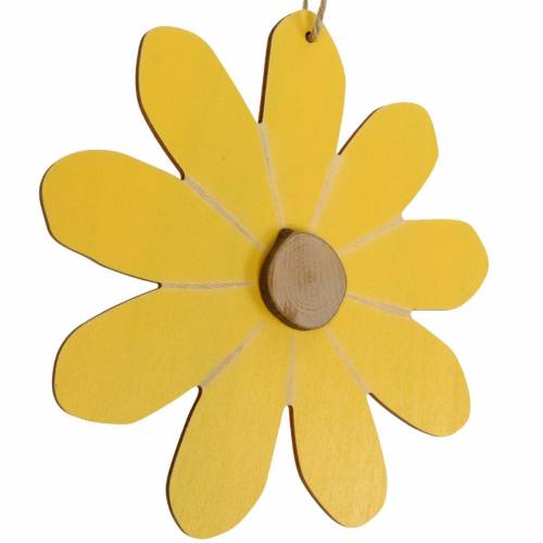 Floristik24 Fiori in legno da appendere, decorazione primaverile, fiori in legno gialli e bianchi, fiori estivi 8pz