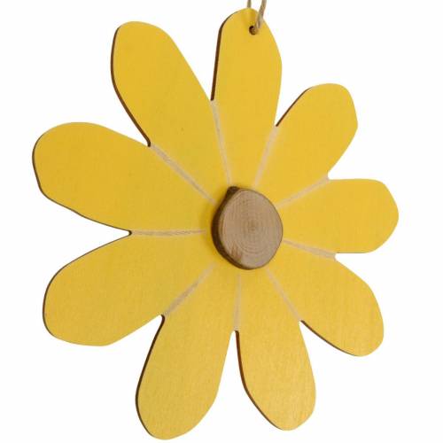 Floristik24 Fiori in legno da appendere, decorazione primaverile, fiori in legno gialli e bianchi, fiori estivi 8 pz