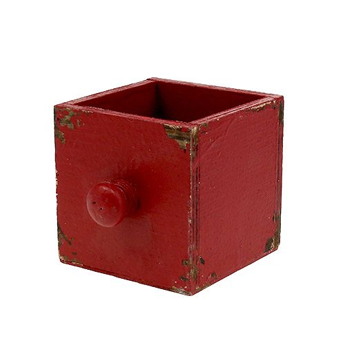 Floristik24 Scatola di legno, cassetto rosso 9x9x9cm 1pz