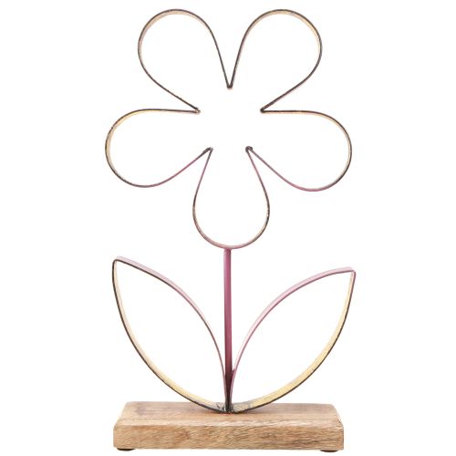 Prodotto Fiore decorativo in legno e metallo su base oro rosa antico H35 cm